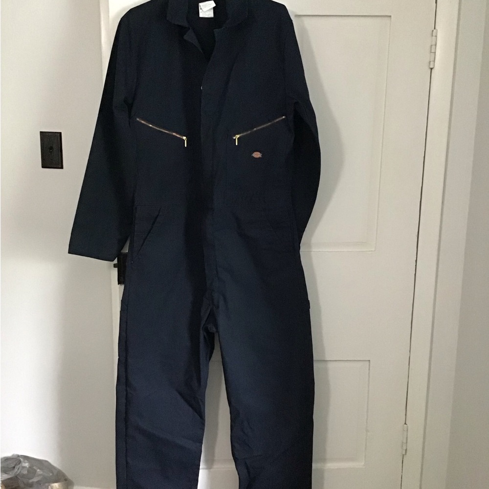 Dickies Large Tall Navy Coveralls with Gold Zipper Accents.LNC